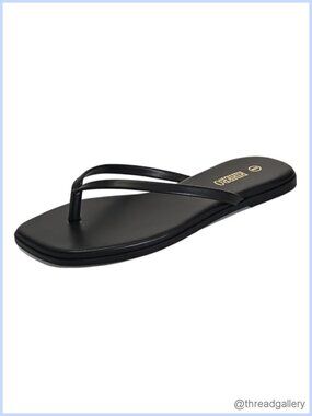 RIHERO Women's Square Toe Thong Flat Flip Flops Sandals